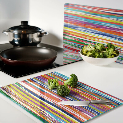 Snijplanken van glas Kleurrijke strepen in verschillende tinten.