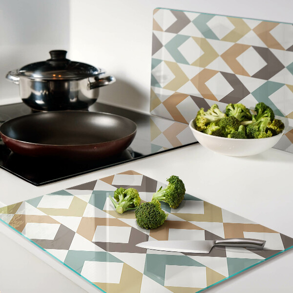 Glazen snijplanken Geometrische vormen in pastelkleuren