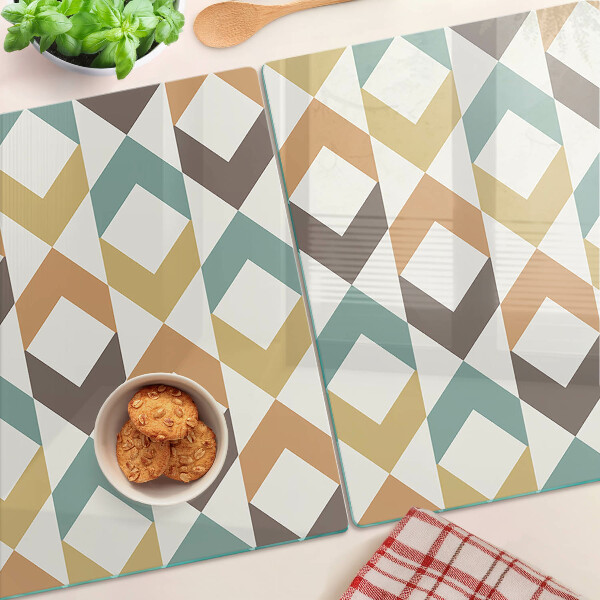 Glazen snijplanken Geometrische vormen in pastelkleuren