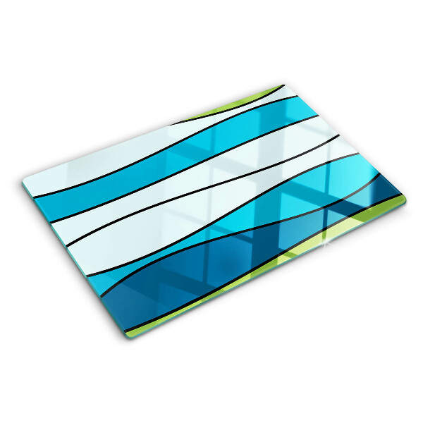Snijplanken glas Golven in blauwe en groene tinten