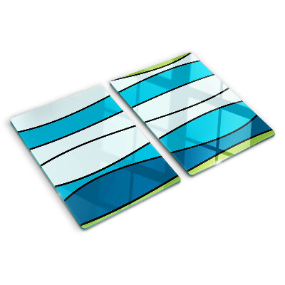 Snijplanken glas Golven in blauwe en groene tinten