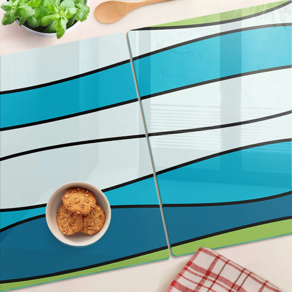 Snijplanken glas Golven in blauwe en groene tinten