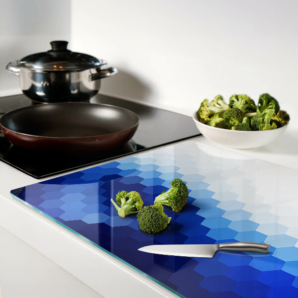 Snijplanken glas Blauwe zeshoeken in kleurverlopen