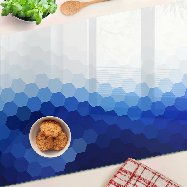 Snijplanken glas Blauwe zeshoeken in kleurverlopen