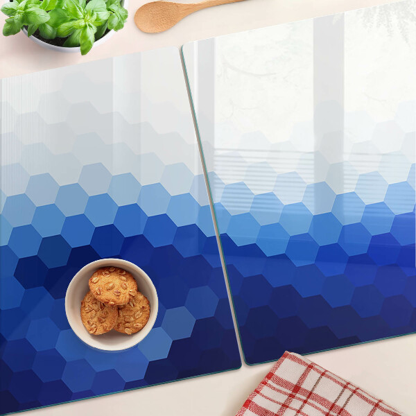 Snijplanken glas Blauwe zeshoeken in kleurverlopen