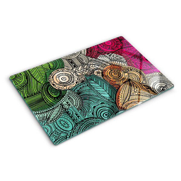 Glazen snijplanken Mandala-motief met kleurrijke patronen