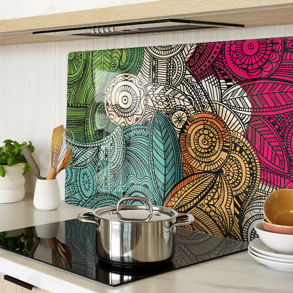 Glazen snijplanken Mandala-motief met kleurrijke patronen