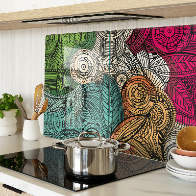 Glazen snijplanken Mandala-motief met kleurrijke patronen