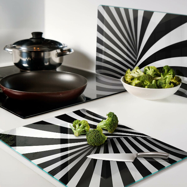 Glazen snijplanken Spiraalpatroon in zwart-wit