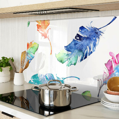 Snijplanken glas Veren in aquarel