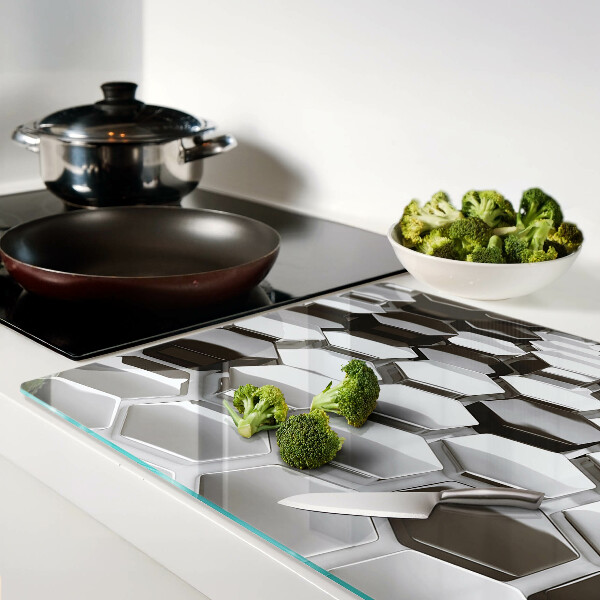 Glazen snijplanken Hexagonale structuren in grijstinten