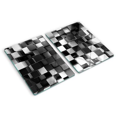Snijplanken van glas Schaakbordmotief in zwart-wit tinten