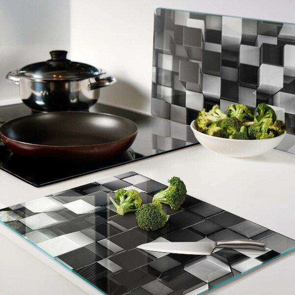 Snijplanken van glas Schaakbordmotief in zwart-wit tinten