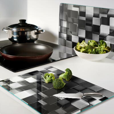 Snijplanken van glas Schaakbordmotief in zwart-wit tinten