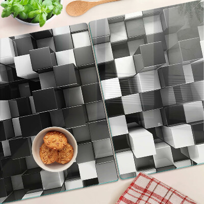 Snijplanken van glas Schaakbordmotief in zwart-wit tinten