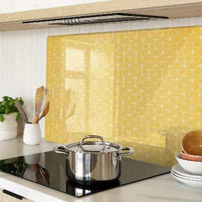 Glazen snijplanken Levensbloem op een gele achtergrond