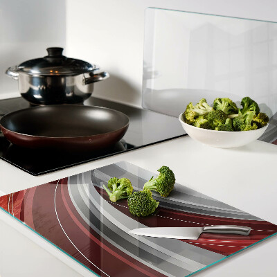 Snijplanken glas Abstracte golven in rood en grijs