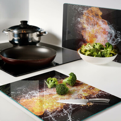 Snijplanken van glas Vuur en water