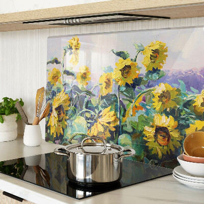 Snijplanken glas Zonnebloemen in de tuin