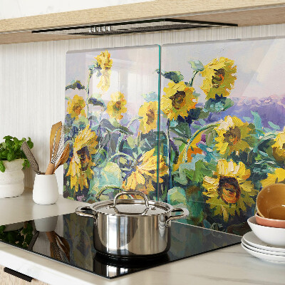 Snijplanken glas Zonnebloemen in de tuin