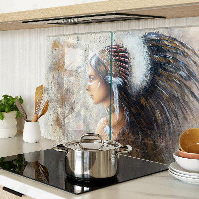 Snijplanken van glas Indiaan met een verentooi