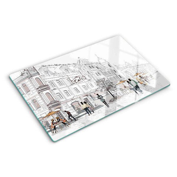 Snijplanken van glas Het caféleven in de stad