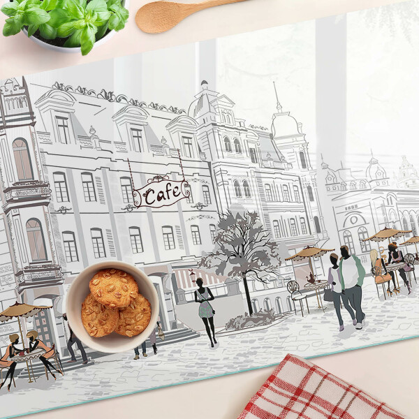 Snijplanken van glas Het caféleven in de stad