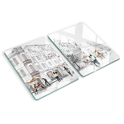 Snijplanken van glas Het caféleven in de stad