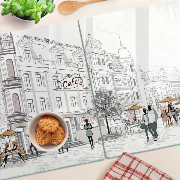 Snijplanken van glas Het caféleven in de stad