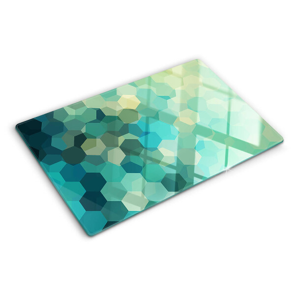 Snijplanken glas Geometrische zeshoeken in verschillende blauwtinten