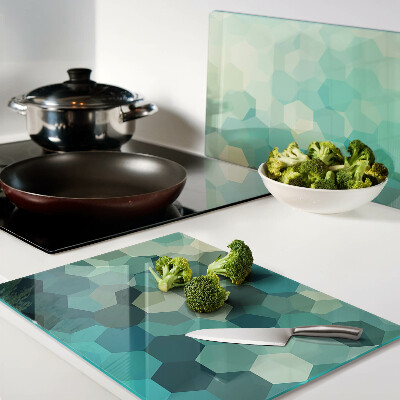 Snijplanken glas Geometrische zeshoeken in verschillende blauwtinten