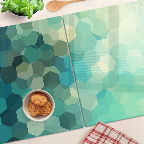 Snijplanken glas Geometrische zeshoeken in verschillende blauwtinten