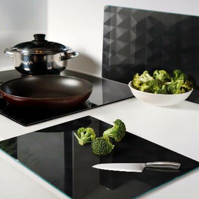 Glazen snijplanken Geometrische patronen in verschillende tinten zwart.