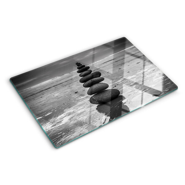 Snijplanken van glas Strandstenen in zwart-wit