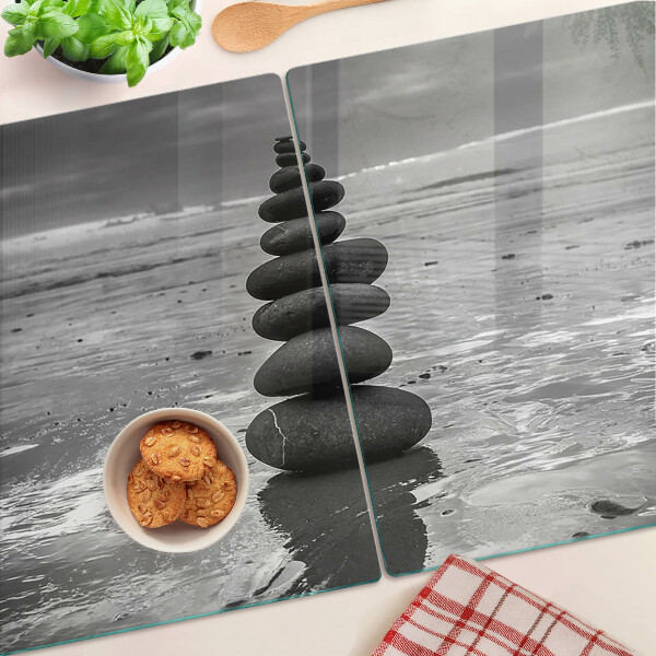 Snijplanken van glas Strandstenen in zwart-wit