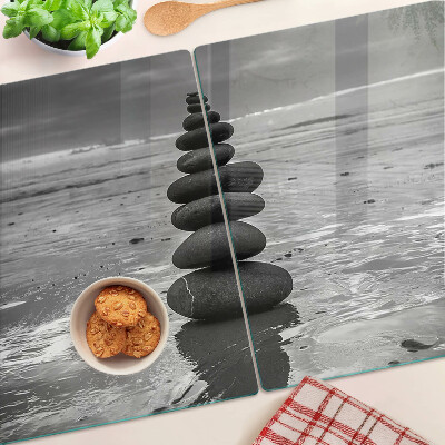 Snijplanken van glas Strandstenen in zwart-wit