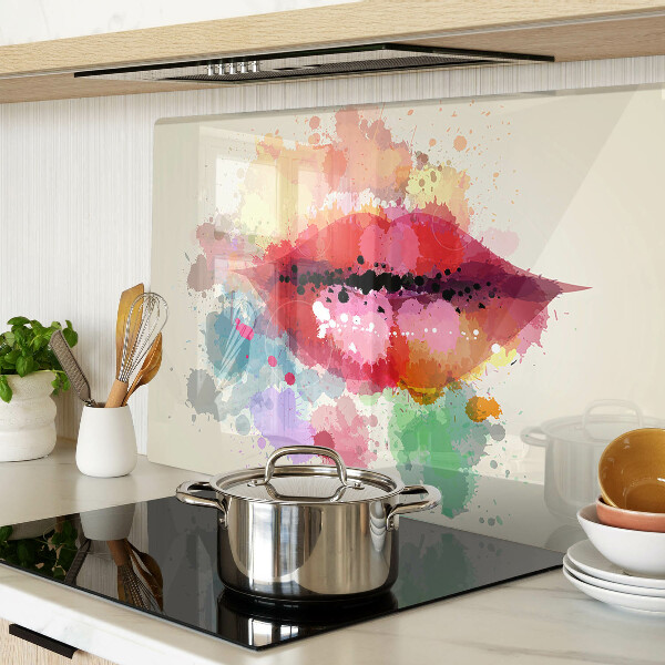 Glazen snijplanken Lippen in kleurrijke vlekken