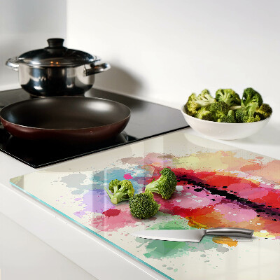 Glazen snijplanken Lippen in kleurrijke vlekken