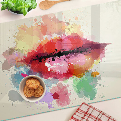 Glazen snijplanken Lippen in kleurrijke vlekken