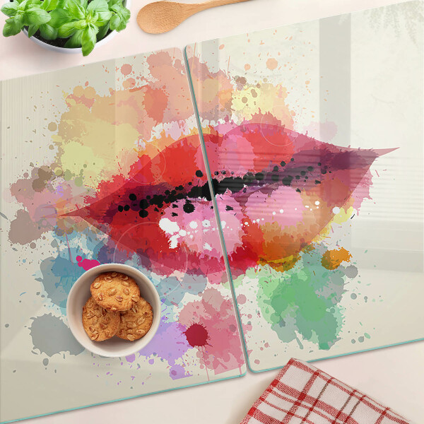 Glazen snijplanken Lippen in kleurrijke vlekken