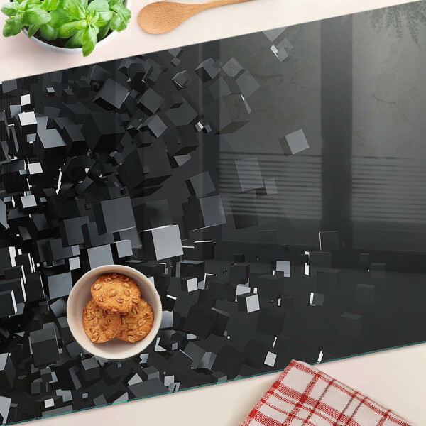 Snijplanken glas Abstracte zwarte kubussen