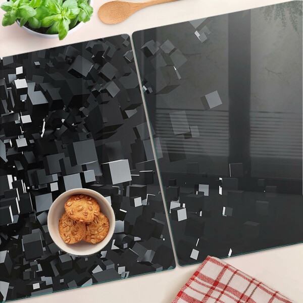 Snijplanken glas Abstracte zwarte kubussen