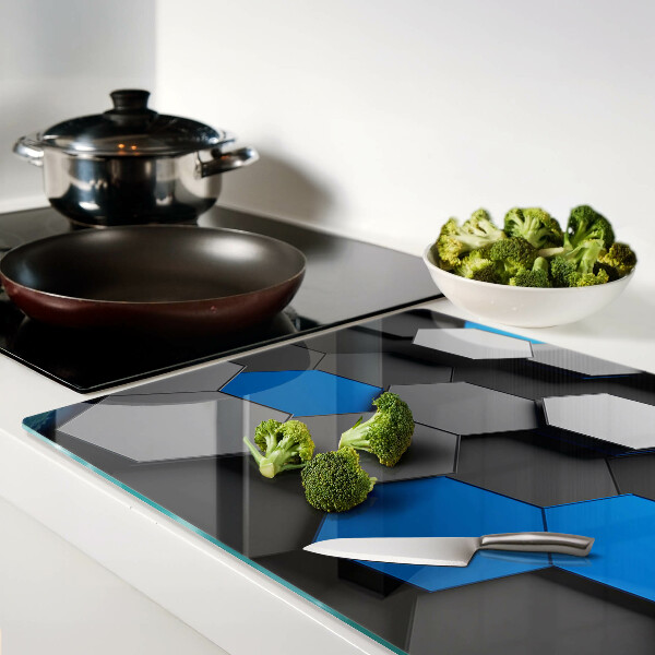 Snijplanken van glas Hexagonale patronen in blauwgrijze tinten