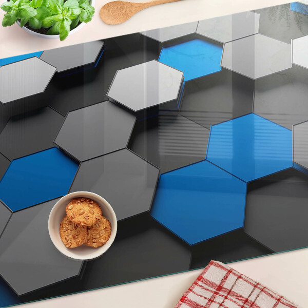 Snijplanken van glas Hexagonale patronen in blauwgrijze tinten