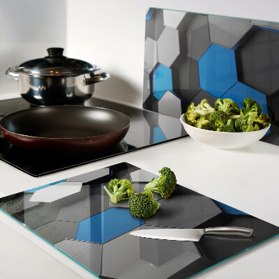 Snijplanken van glas Hexagonale patronen in blauwgrijze tinten