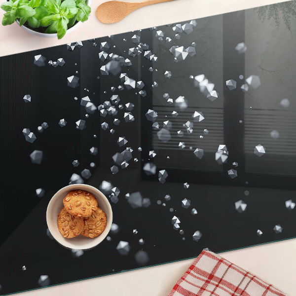 Snijplanken glas Kristallen bubbels op een zwarte achtergrond