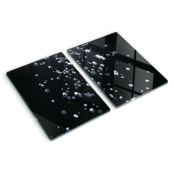 Snijplanken glas Kristallen bubbels op een zwarte achtergrond