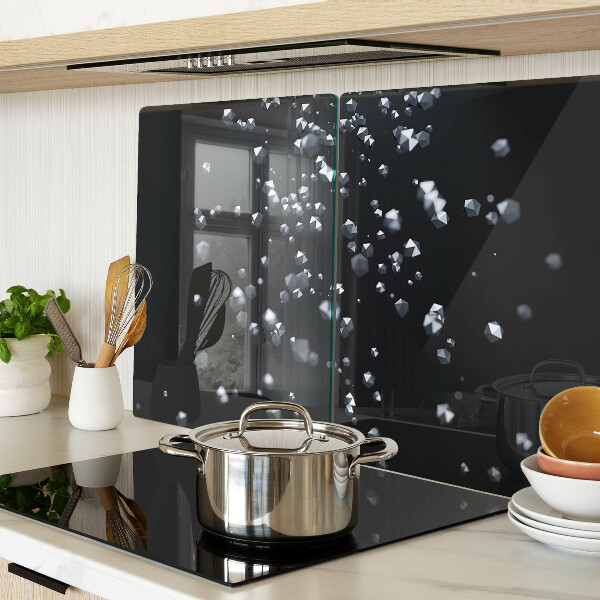 Snijplanken glas Kristallen bubbels op een zwarte achtergrond