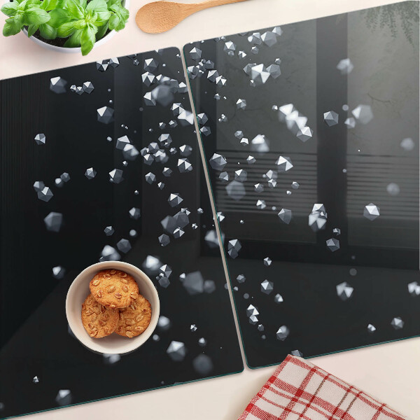 Snijplanken glas Kristallen bubbels op een zwarte achtergrond