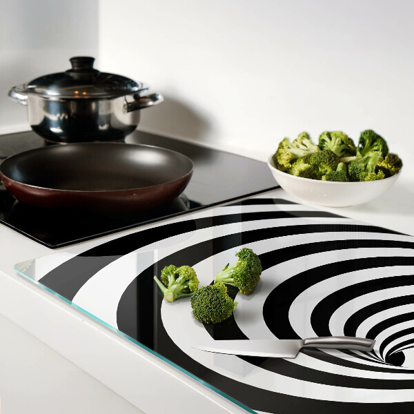 Glazen snijplanken Spiraalmotief in zwart-wit